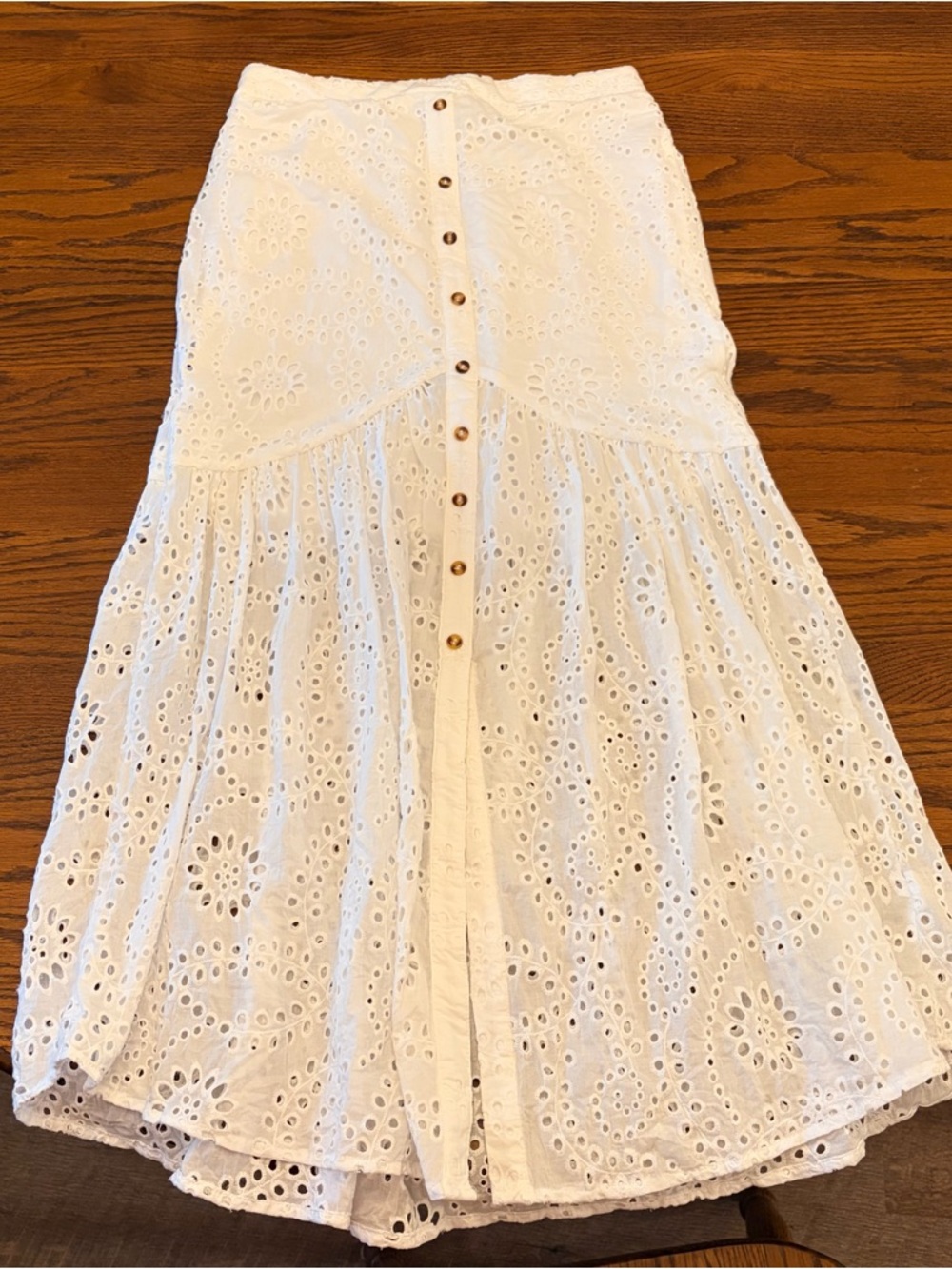 Petal & Pup 100% Cotton White Eyelet Midi Skirt Size 6 Boho Cottage Prairie